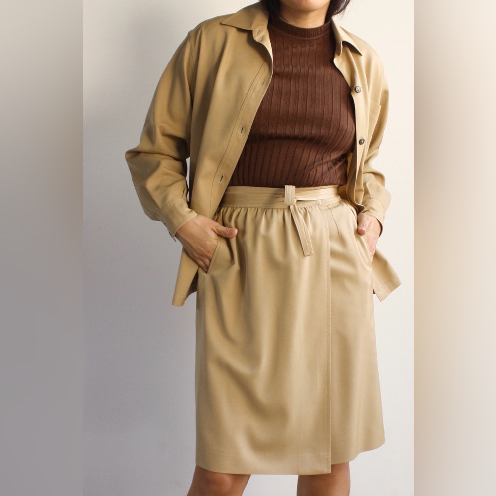 Vintage Georges Rech safari wrap skirt set - S